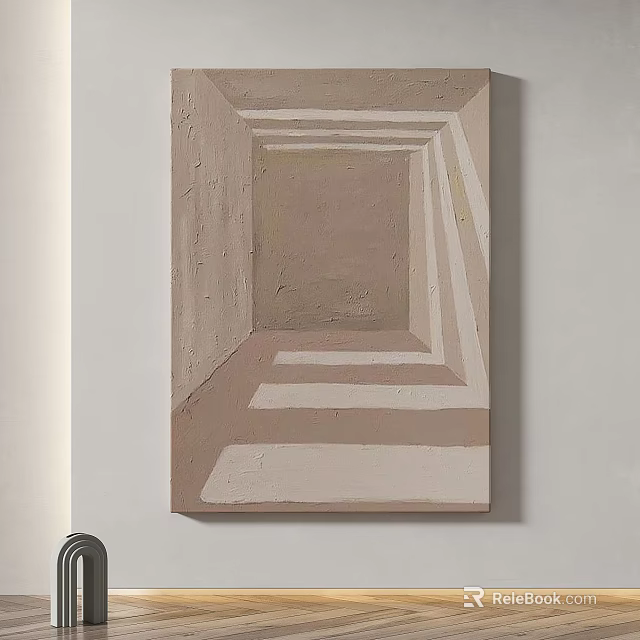 Abstract Painting Featuring Geometric Stripes Textured Surface And Neutral Tones Spatial Design 3d model