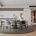 Modern Restaurant Dining Table and Chair Combination 3d model