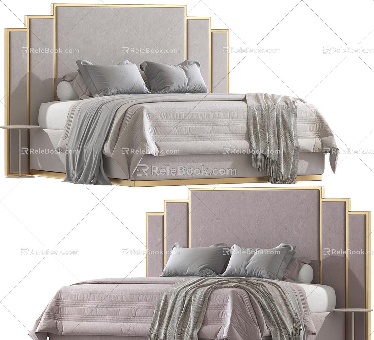 Modern Light Luxury Double Bed 3d model