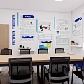 Meeting Room Interior With Network Security Posters Long Table And Chairs For Telecom Fraud Prevention