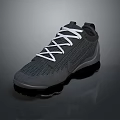 Gray Knit Running Shoes With White Laces And Air Cushion Outsole