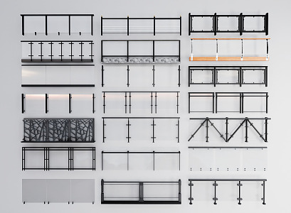 Modern Guardrail Glass Railing 3d model