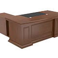 Brown Wooden Office Desk With Classic Design And Black Panel Drawers