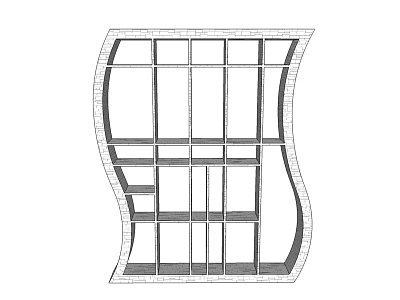 Wave Shaped Modern Bookcase With Multiple Open Shelves And Curved Design 3d model
