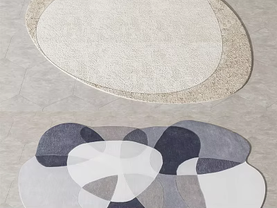 Modern Stylish Rugs with Round Textured Light Design and Abstract Geometric Grey White Blue Patterns 3d model