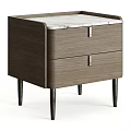 Modern Wooden Bedside Table With Two Drawers Black Slim Legs And Color Options