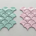 Green and Pink Fish Scale Tiles for Unique Modern Floor Decoration