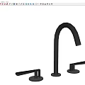 Modern Sleek Three Piece Faucet with Curved Spout and Separate Handles