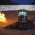Black Portable Outdoor Lantern With Transparent Cover And Blue Light For Camping Night Sky