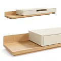 Modern TV Stand With Light Wood And Cream White Finish Featuring Drawers And Open Shelves