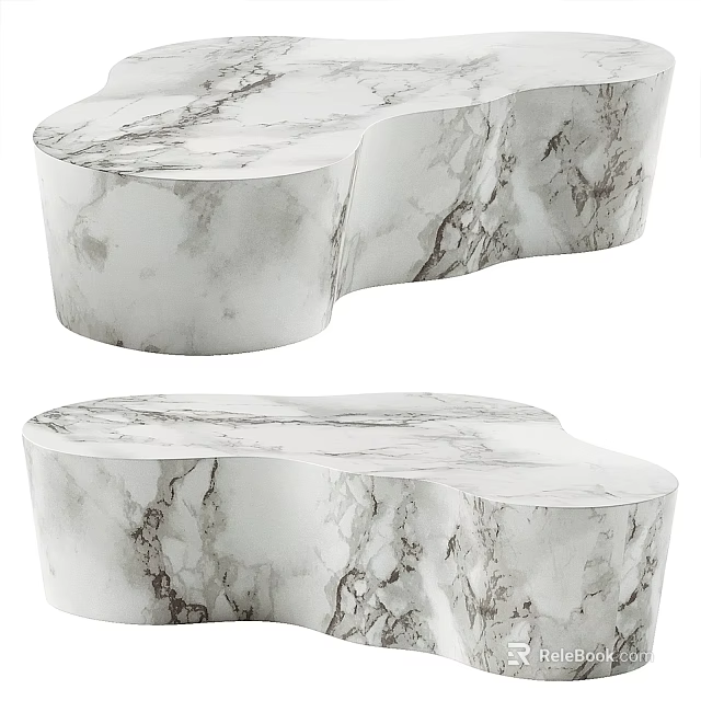 Modern Sculptural Coffee Table With Natural Marble Texture And Unique Shape 3d model 