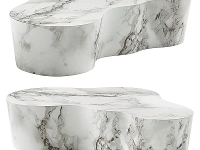 Modern Sculptural Coffee Table With Natural Marble Texture And Unique Shape 3d model
