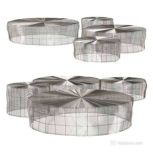 Modern Geometric Bar Design With Grid Structure And Multiple Circular Tops 3d model