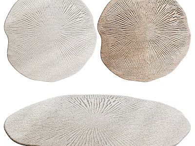 Stylish Shaped Rugs with Round Oval Shapes Neutral Tones and Woven Radial Patterns 3d model