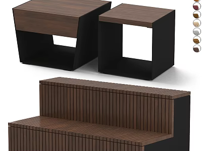 Modern Outdoor Bench With Wooden Slats And Black Frame Design 3d model