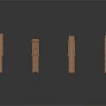 Multiple Brown Block Building Towers Arranged On White Background
