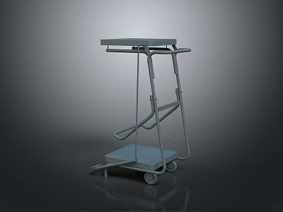 Practical Metal Mobile Cart With Upper And Lower Shelves And Wheels 3d model