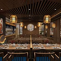 Japanese Restaurant Traditional Interior With Wooden Decor Lantern Lighting And Dining Tables Setup
