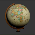 Decorative Ornament Set Featuring Colorful Globe With Wooden Stand For Home Decor