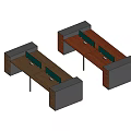Different Colored Modern Office Work Desks With Partition Panels And Storage Drawers
