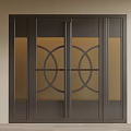 Modern Front Door With Double Design Black Frame And Circular Geometric Glass Panels