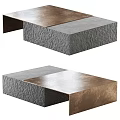 Modern Coffee Table With Metal Top And Gray Textured Base Design