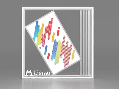 Liemu Modern Decorative Artwork With Colorful Stripes Dots And White Frame 3d model