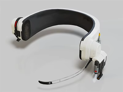Modern Over Ear Headset With White Black Design Adjustable Headband And Microphone For Clear Audio 3d model