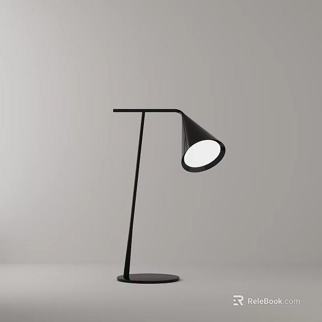 Modern Black Table Lamp With Conical Shade And Minimalist Metal Stand Design 3d model