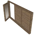 Wooden Casement Window With Open Louvered Grille Design And Natural Frame Structure