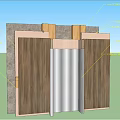 Building Component Structure With Wooden Panels Insulation Layer And Steel Support 3d model