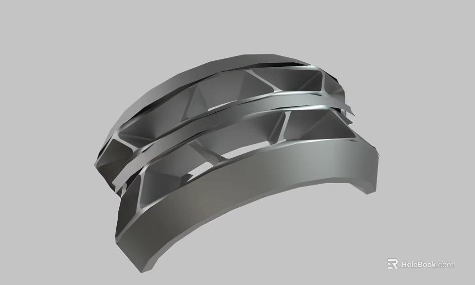 Metallic Geometric Structure With Abstract Design And Modern Mechanical Features 3d model 