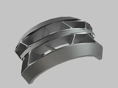 Metallic Geometric Structure With Abstract Design And Modern Mechanical Features 3d model