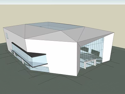 Modern Geometric Architectural Design With White Exterior And Large Glass Windows 3d model