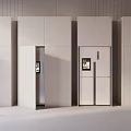 White Modern Refrigerators With Double Door And Open Door Design In Showroom