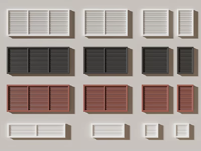 White Black and Red Window Shutters in Various Sizes and Designs 3d model