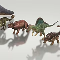 Various Dinosaur Models Showcasing Different Species And Unique Physical Features 3d model