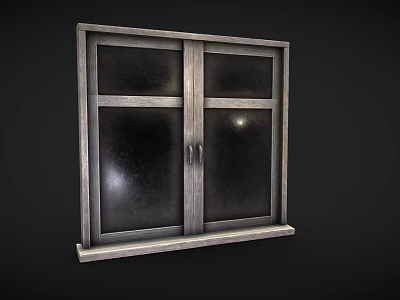 Double Casement Window with Metal Frame and Dark Glass Sleek Design 3d model