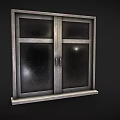 Double Casement Window with Metal Frame and Dark Glass Sleek Design