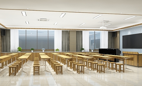 Modern Classroom Music Classroom 3d model