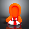 Orange Inflatable Seat With Red And White Lifebuoy Base Structure