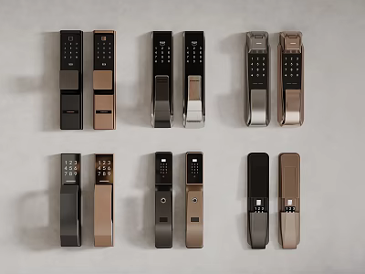 Modern Smart Door Handle With Various Styles And Black Gold Finishes 3d model