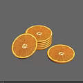 Fresh Orange Slices Stacked And Scattered On Gray Background Visual Presentation 3d model