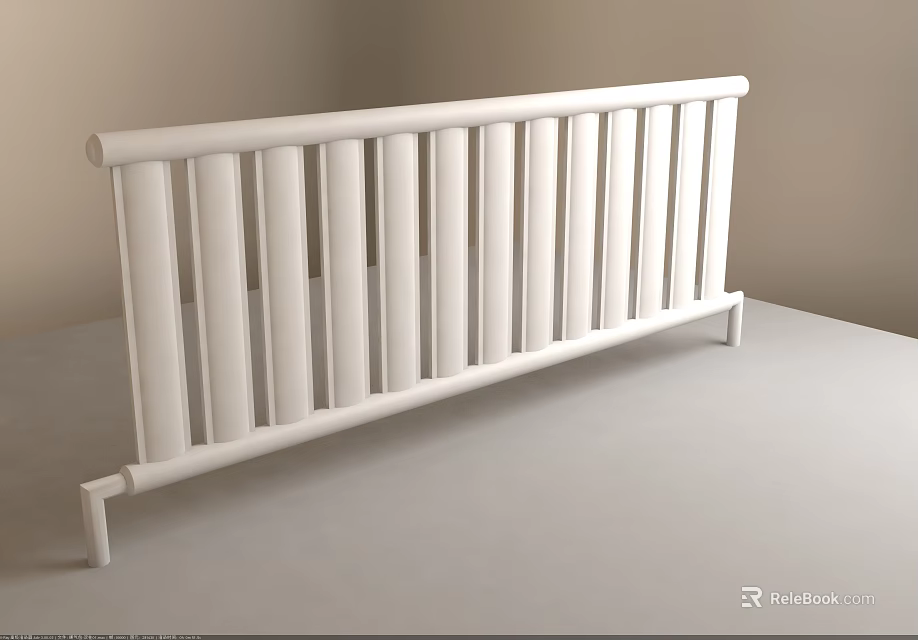 White Floor Standing Modern Radiator With Vertical Pipes For Home Heating 3d model 
