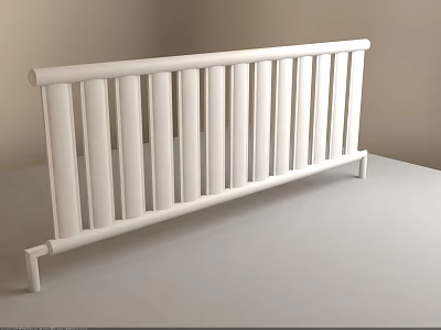 White Floor Standing Modern Radiator With Vertical Pipes For Home Heating 3d model