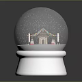 Decorative Snow Globe Ornament Set With Building Decorations Colorful Ribbons And White Base
