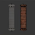 Two Freight Train Cars In Different Conditions Blue Covered And Red Rusted Design