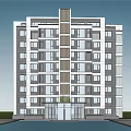 Modern Residential Building Simple Multi-storey Residence 3d model