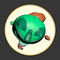 Angry Green Cartoon Cat Character With Kicking Pose On Yellow Base And Orange Rocks