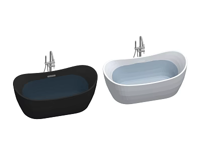 Modern Freestanding Bathtubs in Black and White with Chrome Faucets and Sleek Design 3d model